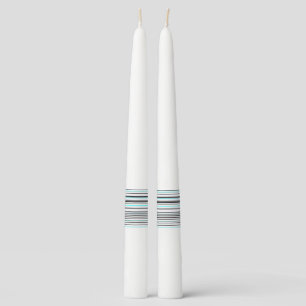 Cute aqua gray stripes taper candle