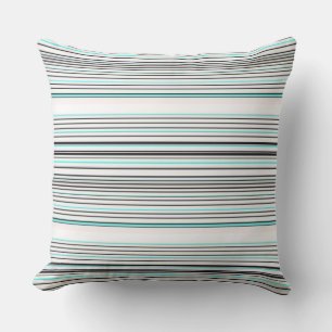 Cute aqua gray stripes throw pillow