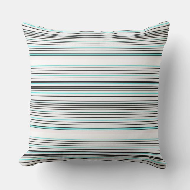 Cute aqua gray stripes throw pillow (Front)