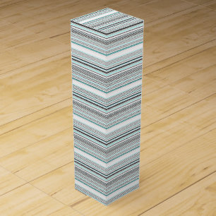 Cute aqua gray stripes wine box
