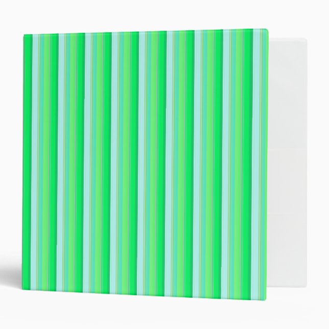 Cute aqua green stripes 3 ring binder (Front/Inside)