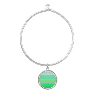 Cute aqua green stripes bangle bracelet