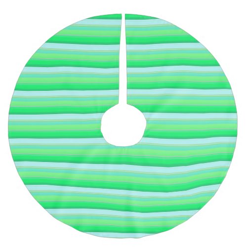 Cute aqua green stripes brushed polyester tree skirt