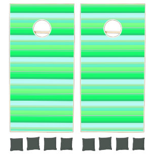 Cute aqua green stripes cornhole set