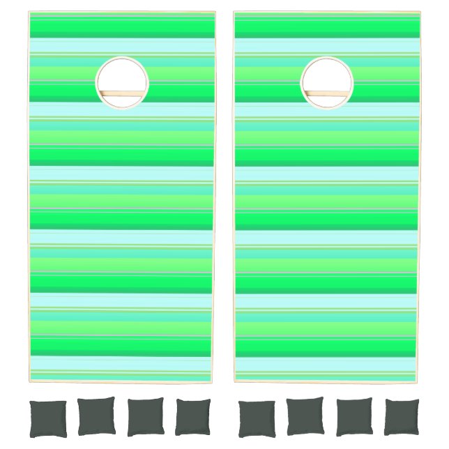 Cute aqua green stripes cornhole set (Set)