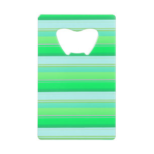 Cute aqua green stripes credit card bottle opener
