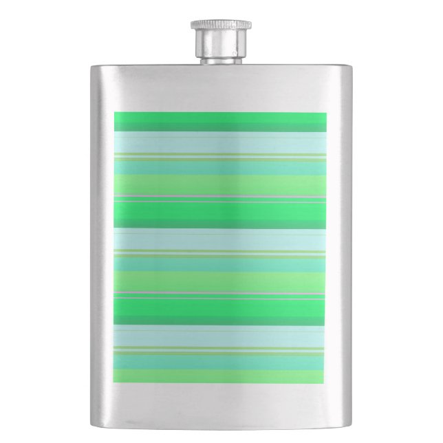 Cute aqua green stripes flask (Front)