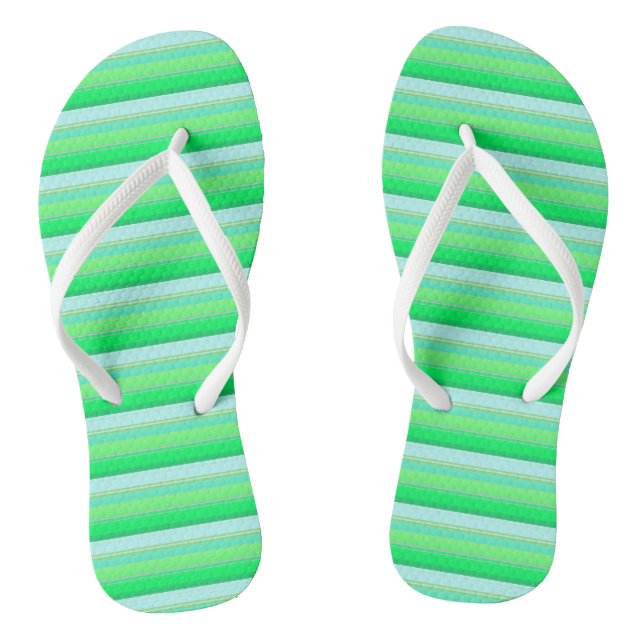 Cute aqua green stripes flip flops (Footbed)