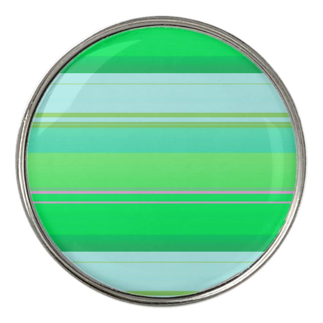 Cute aqua green stripes golf ball marker (Front)