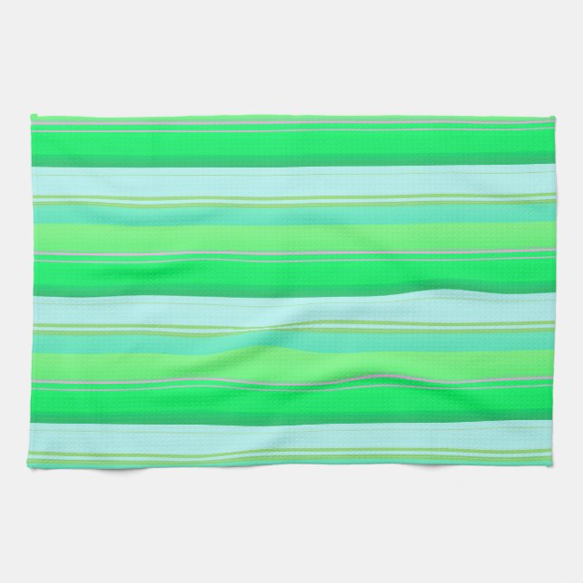 Cute aqua green stripes kitchen towel (Horizontal)
