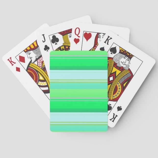 Cute aqua green stripes poker cards (Back)