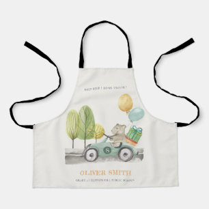 Cute Aqua Green Teddy Balloon Gift Party Car Apron