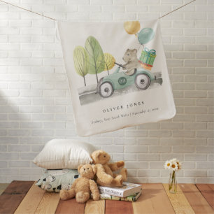 Cute Aqua Green Teddy Balloon Gift Party Car Baby Blanket