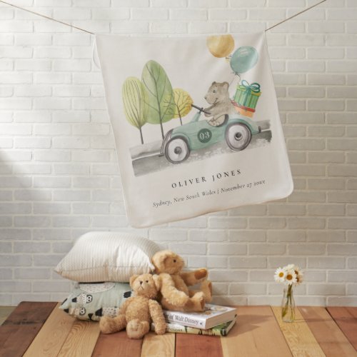 Cute Aqua Green Teddy Balloon Gift Party Car  Baby Blanket