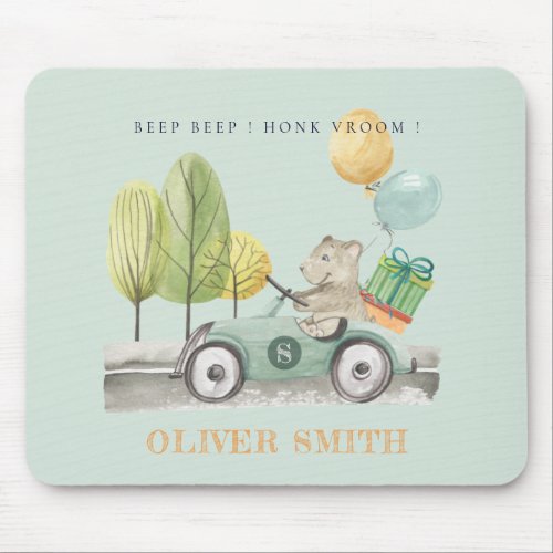 Cute Aqua Green Teddy Balloon Gift Party Car Mouse Pad