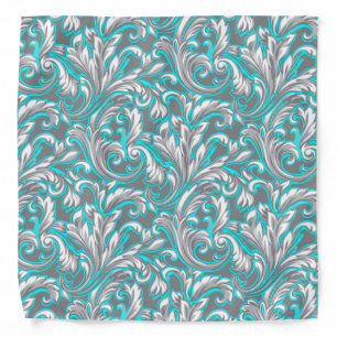 Cute aqua grey seamless floral pattern bandana