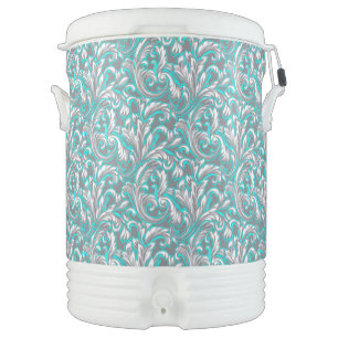 Cute aqua grey seamless floral pattern beverage cooler