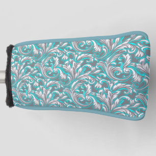 Cute aqua grey seamless floral pattern lamp shade golf head cover