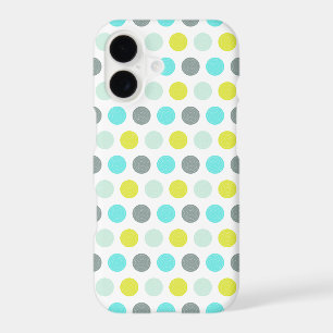 Cute Aqua Mint Blue Yellow Polka Dot Pattern iPhone 17 Case