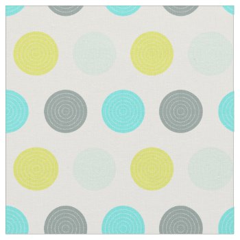 Cute Aqua Mint Blue Yellow Polka Dot Pattern Fabric by VintageDesignsShop at Zazzle