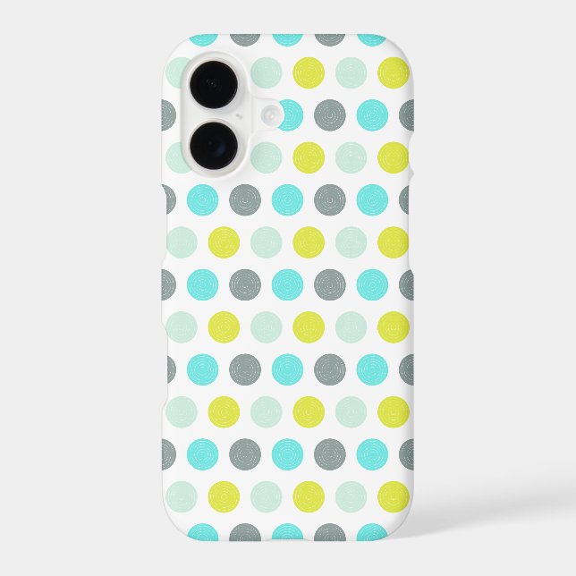 Cute Aqua Mint Blue Yellow Polka Dot Pattern Iphone Case (Back)