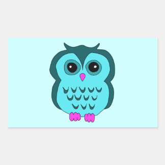 Cute Aqua Owl Pink Feet Rectangular Sticker