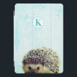 Cute Aqua Peek-a-Boo Baby Hedgehog Monogram iPad Pro Cover<br><div class="desc">Cute Aqua Peek-a-Boo Baby Hedgehog Monogram Design. With an adorable Little Hedgehog peeking up to say hi! Makes a Fun and adorable gift for Kids, Teens, and adults, for Birthdays Christmas and more. Personalized with your initial letter and name! Monogrammed phone case! ~ Check my shop to see the entire...</div>