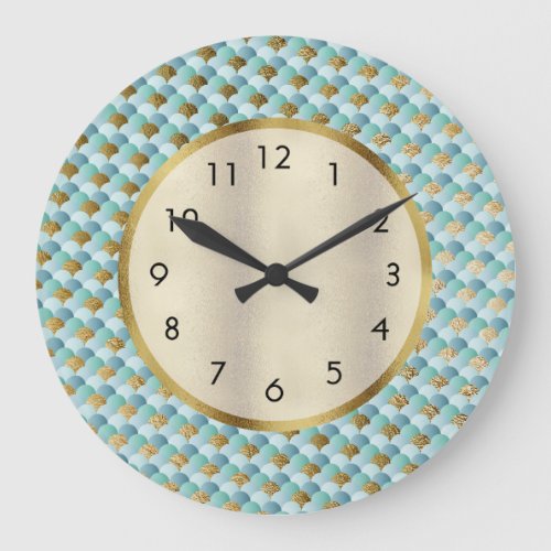 Cute Aqua Teal Large Clock