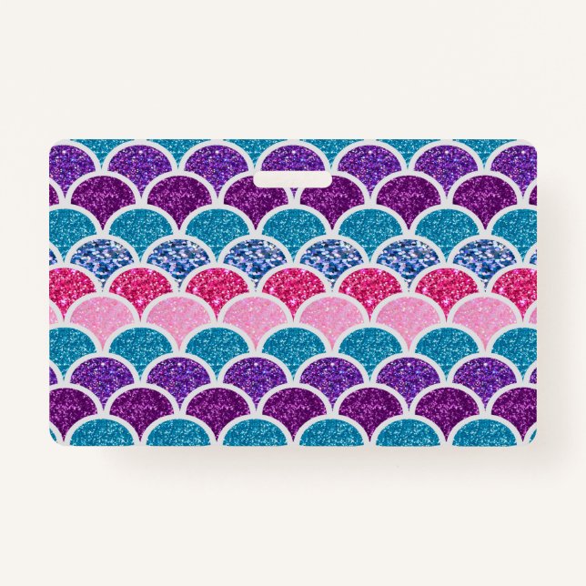 cute aqua turquoise pink purple mermaid scales badge (Front)