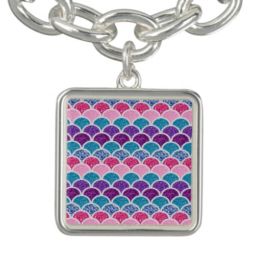 cute aqua turquoise pink purple mermaid scales bracelet