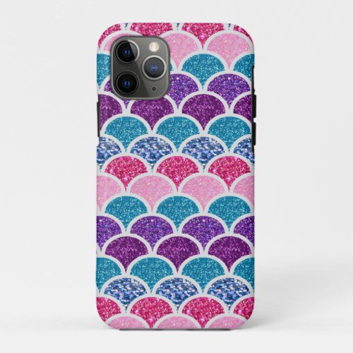 cute aqua turquoise pink purple mermaid scales iPhone 11 pro case