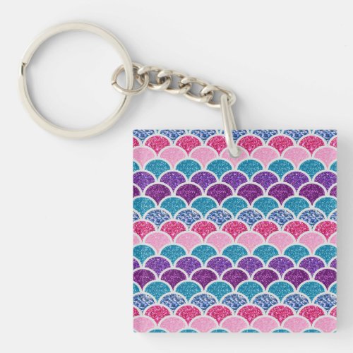 cute aqua turquoise pink purple mermaid scales keychain