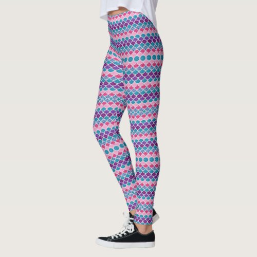 cute aqua turquoise pink purple mermaid scales leggings