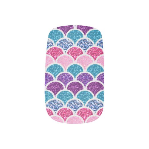 cute aqua turquoise pink purple mermaid scales minx nail art