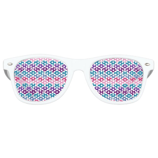 cute aqua turquoise pink purple mermaid scales retro sunglasses (Front)