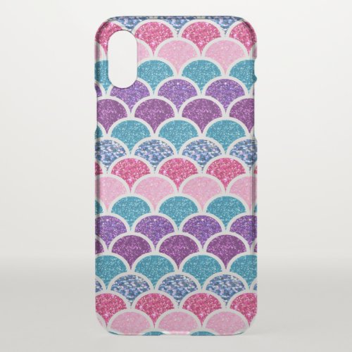 cute aqua turquoise pink purple mermaid scales iPhone XS case