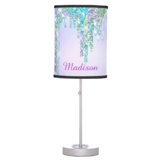 Cute Aqua Turquoise Unicorn Glitter Drips monogram