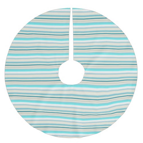 Cute aqua white stripes brushed polyester tree skirt