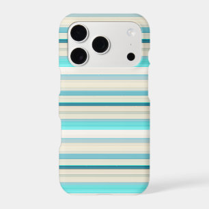 Cute aqua white stripes iPhone 17 pro case