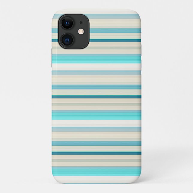 Cute aqua white stripes Case-Mate iPhone case (Back)