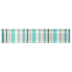 Cute aqua white stripes desk name plate