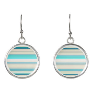 Cute aqua white stripes earrings