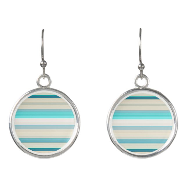 Cute aqua white stripes earrings (Front)
