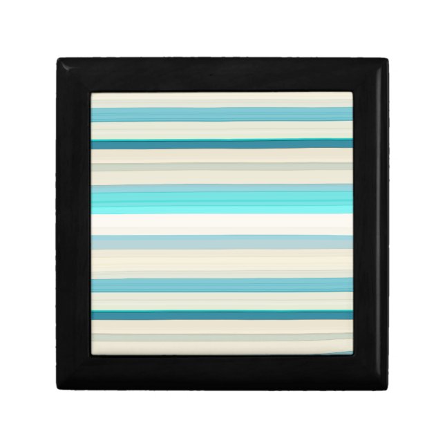 Cute aqua white stripes gift box (Front)
