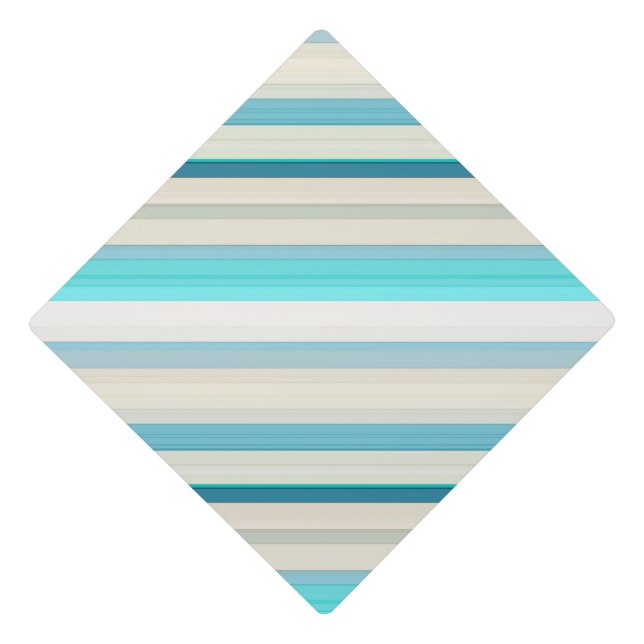 Cute aqua white stripes graduation cap topper (Front)