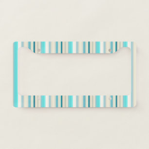 Cute aqua white stripes license plate frame