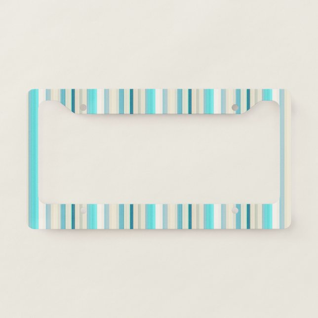 Cute aqua white stripes license plate frame (Front)