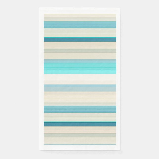 Cute aqua white stripes paper guest towels (Front)