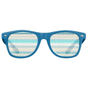 Cute aqua white stripes retro sunglasses