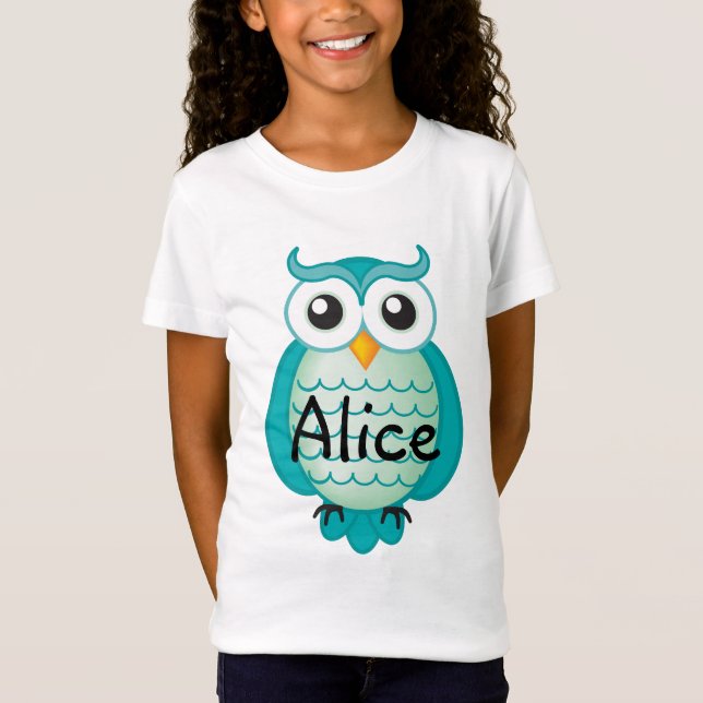 Cute Aqua Wise Owl | Cool T-Shirt (Front)